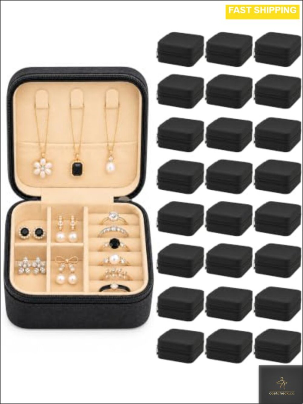 Mini Travel Jewelry Box PU Leather Organizer Case for Rings Earrings
